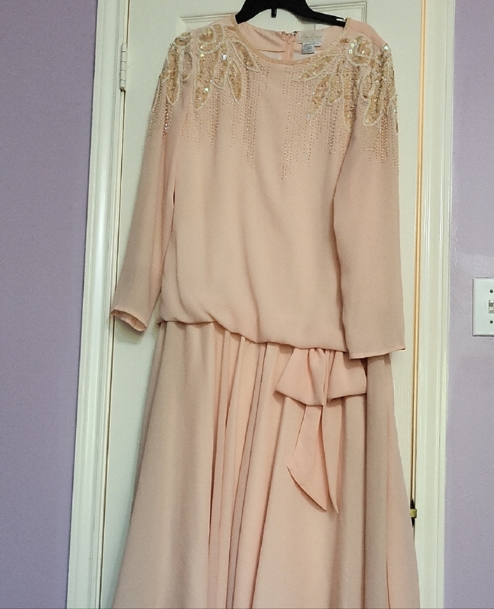 Elegant Blush Pink Dress with Embellished Details
